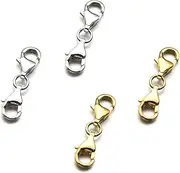 Zpsolution 925 Sterling Silver Double Lobster Clasp Extender Double Opening Necklace Clasp Double Claw Connector Bracelet Extension Clasps for Jewelry Making (Gold & Silver)