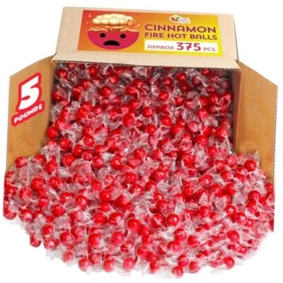Red Hot Cinnamon Candy Balls - 5 Pounds - Individually Wrapped Hot Fire