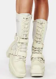 [DARKER WAVS] Filter Buckle Strap Leather Combat Boots