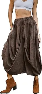 [Thaluta] Women's Boho Cotton Harem Pants Comfy Wide Leg Pants Amisha