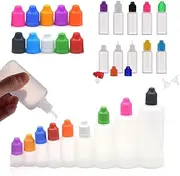 50PCS Empty LDPE Plastic Squeezable Dropper Bottles Long Thin Tip Liquid Fill Containers with Child Resistant Cap Eye Dropping Refillable Bottles (black lid,30ml)