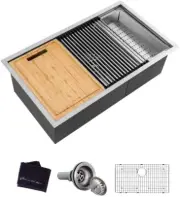 Glacier Bay Undermount 27 in Single Bowl Stainless Kitchen Sink Kit 4303F