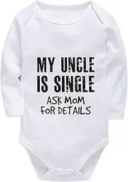 [WOOYONGING] My Uncle Is Single Ask Mom For Details Newborn Girl Clothing Long Sleeve Take Home Outfit for Baby Girl White Boy