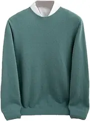 [Hamthuit] Men's Thick Round Neck Sweater Slim-Fit O-Neck Pullover Long-Sleeved Knitted Sweater