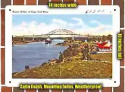 METAL SIGN - Massachusetts Postcard - Bourne Bridge, at Cape Cod, Mass.