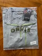 NWT Orvis Drirelease Quarter-Zip Grey Gn Large Trout Bum 46-48 Fishing Sunblock