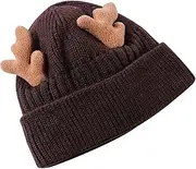 [eYourlife2012] Christams Reindeer Antler Knitted Beanie Hat Cap Winter Crochet Double Layers Padded Ear Protection Beanie