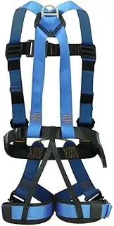 Climb Streak Multi-Point Outdoor Utility Strap Kit – Padded H-Frame Belt with Leg Loops for Adventure Activities – Blue/Red/Black (Medium/Large)