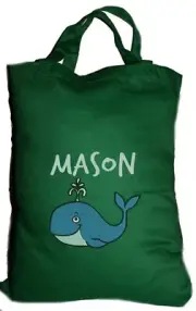 Tote / Shopping Bag | Book / Library Bag | Ocean | Whale Spout | 1st Name FREE
