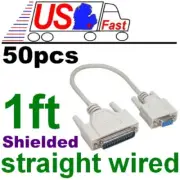 Lot50pk 1ft short DB9pin Female~DB25 Male Straight RS232 Serial/Modem Cable/Cord