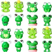 WILLBOND 16 Pcs Passover Mini Frogs Mini Resin Frog Figurines Tiny Frogs Fairy Cute Green Figurines Garden Ornaments Miniature Moss Landscape DIY Craft for Home Birthday Gifts Party Decoration
