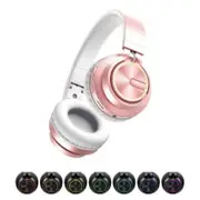 Headphones B6 Bluetooth Over Ear Wireless Headsets With Cool 7 Color Led Lightfor Phone Rose Gold