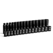 Capri Tools 3/8-Inch Drive Shallow Deep Impact Socket Set Metric 8 to 22 mm Prem