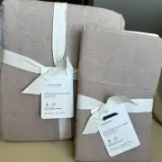 Pottery Barn Belgian Flax Linen KING /C Duvet & 2 STANDARD Pillowcases SMOKY QTZ