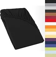 CelinaTex Relax Box Spring Bed Water Bed Fitted Sheet, Cotton, Black , Topper 120x200 - 130x200 cm