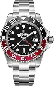 [LOREO] Luxury Men's GMT Automatic Watch Sapphire Waterproof Stainless Steel Luminous Business Watch