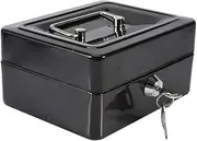Mini Safe Security Box Household Portable Steel Lockable Cash Money Box (Black)