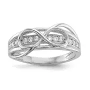 Sterling Silver Rhodium-plated Cubic Zirconia Infinity Ring Size 7
