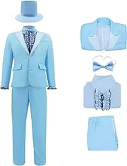 Dumb Costume Suits Harry Lloyd Tuxedos Dumber Orange Blue Blazer Halloween Outfits Cosplay Costumes
