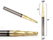 1/8" Tapered Ballnose ZRN Coated CNC Router Bit - 1/4" Shank - Yonico 37413-SC