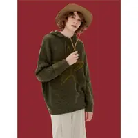 在飛比找ETMall東森購物網優惠-vintage做舊連帽灰色毛衣衛衣