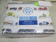 Kaleidoscope TRANSPORTATION Twin sheeet Set ~ Car Truck Train Bus Fire Truck