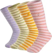 [Homealexa] 4 Pack Crew Socks Women or Men's Fun Dress Socks Colorful Funky Streaks Patterned Cotton, Dark color, One size