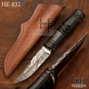 HUNTEX Handmade Damascus Blade, Buffalo Horn Handle 210 mm Exotic Skinning Knife