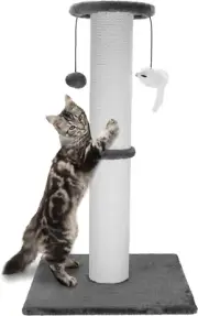 34" Cat Scratching Scratcher Post Tower Toys Kitty Kitten - Grey