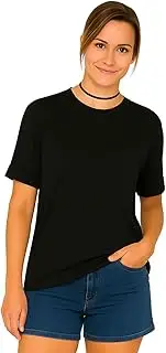 [STAR FASHION] Soft Oversized T-Shirts for Womens Turn Up Sleeves Casual Loose Fit Tee Ladies Round Neck Gym T-Shirt Lightweight Everyday Summer & Layering Essential Sizes 16-26