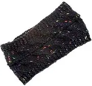 Women Winter Knitted Headbands Ear Warmer Headband with Soft Fleece Lined Thicken Crochet Braided Hairband Knit Cable Headbands Elastic Twist Turban Headwrap for Women Girls (Black)