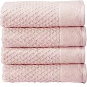 [Simpli-Magic] 79453 Diamond 100% Cotton Bath Towels, Pink, 4 Count