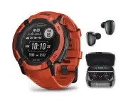 Wearable4U Garmin Instinct 2X Solar Rugged 50 mm GPS Smartwatch, Flame Red wi...