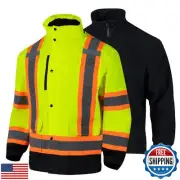 FONIRRA High Visibility Safety Jackets for Men 3-in 1 Hi Vis Reflective Winte