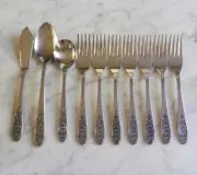 T&N Stainless Steel Japan Vignette Victorian Rose 7 Salad Forks, Table Spoon +
