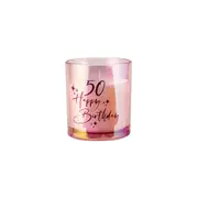 50th Pink Chrome Candle Vanilla Fragrance 45hr Burntime Keepsake Gift Set