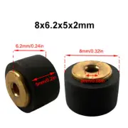 2pcs 8x6.2x5x2mm Pinch Rollers Copper Core For Cassette Tape Deck Recorder