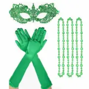 Saint Patricks Day Venetian Mask with Gloves&Necklace Girls Woman Cosplay Props