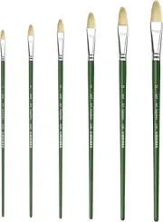 XDT#6385 Filbert Artist Paint Brush 6 Piece Set Medium Stiff Hog Bristle
