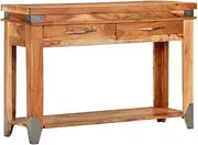 Solid Wood Acacia Console Table, Hall Entryway, Nightstand, Drawers, Shelf, Storage, and Decor Accent for Room, Bedroom Spaces