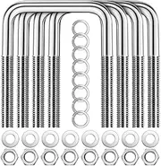 Square U-Bolt, Stainless Steel Square U-Bolt Boat Trailer Ubolts with Washers and Nuts, 1/2" D x 2-1/16" W x 4-3/4" L U-Bolts for Sailboat Trailer, 4 Packs