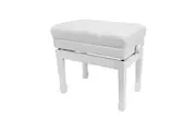 Crown Premium Tufted Double Padded Height Adjustable Piano Stool with Storage Compartment (White)