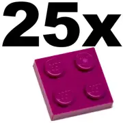 NEW LEGO - PLATES - 2 x 2 - Magenta plate x 25 - 2x2