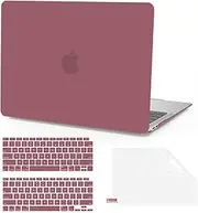 Anban Compatible with MacBook Air 13 inch Case M1 2021 2020 2019 2018 A2337 A2179 A1932, Matte Plastic Hard Shell Case for MacBook Air 13.3 inch + 2 Keyboard Cover + Screen Protector, Tea Petal Pink