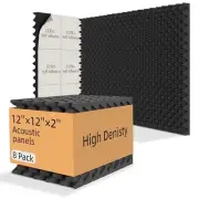 8 Pack Acoustic Foam,12x12x2 inches Sound Proof Foam Panels for Walls, Premium