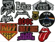 12pc. Band Patch Set | Nirvana | Beatles | Zeppelin | Kiss | Johnny Cash | Small