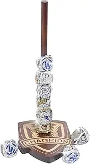 Extguds Baseball Ring Holder,Wooden Championship Ring Display Holder,Softball ring holder,Sports Ring holder,Engraved with delicate patterns and words.It Can Hold 15 Rings