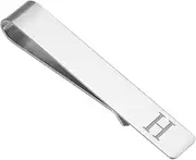 [uxcell] Initial Tie Clip for Men, Stainless Steel Letter H Alphabet Necktie Bar Pinch Clips 26 Letters A-Z with Gift Box for Regular Ties Wedding Father's Day, Silver Tone