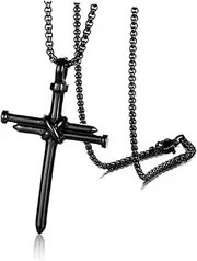 [DEARMAMY] Men's Fashion Cross Chain Necklace Metal Decorative Pendant Necklace for Men Punk Style Jewelry