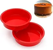FOTOEVFC Non Stick Silicone Round Cake Mold Tins, 2Pcs Silicone Round Shaped Cake Pan Tins, Round Silicone Cake Mold Pan, Cake Mold Round Silicone Baking Mold Tin